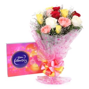 12 Mix roses Bouquet and Celebrations